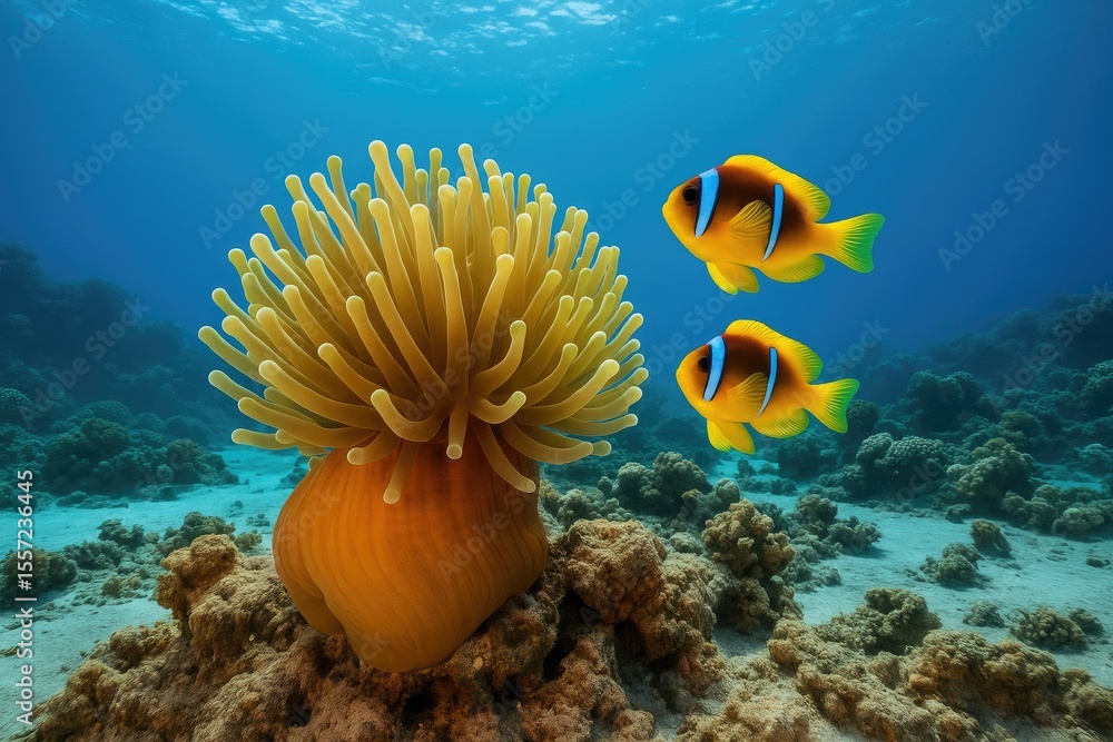 custom made wallpaper toronto digitalColorful marine life featuring anemone and clownfish in a vibrant sea habitat