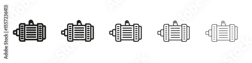 Car alternator iconBlack linear bold and thin strokes set