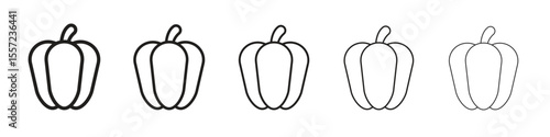 Capsicum iconBlack linear bold and thin strokes set