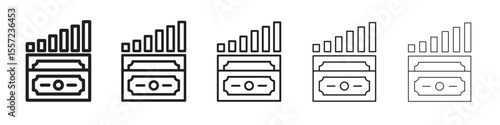 capital gain iconBlack linear bold and thin strokes set