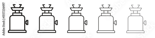Camping gas iconBlack linear bold and thin strokes set