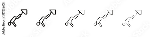 Bungee jumping iconBlack linear bold and thin strokes set