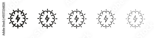 Brainstorm iconBlack linear bold and thin strokes set