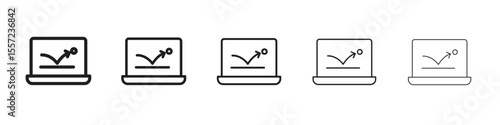 Bounce rate iconBlack linear bold and thin strokes set