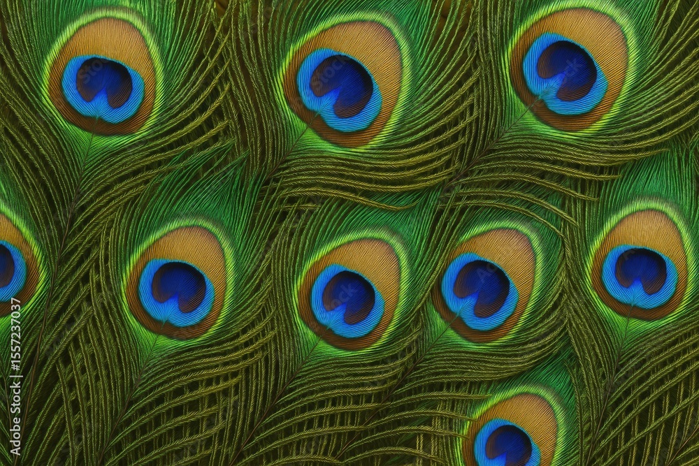 Obraz premium Vivid and Stunning Peacock Feather Close-up Background