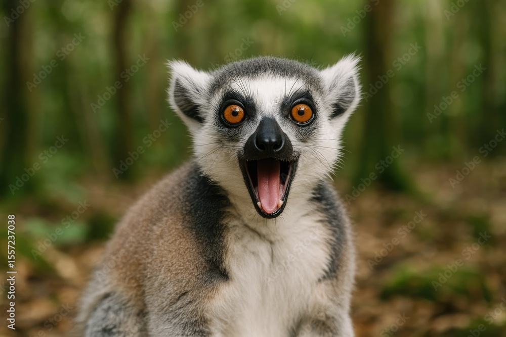 Obraz premium Hilarious Ring-Tailed Lemurs in the Wild