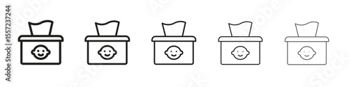 baby wipe iconBlack linear bold and thin strokes set