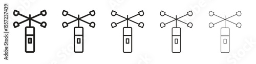 Anemometer iconBlack linear bold and thin strokes set