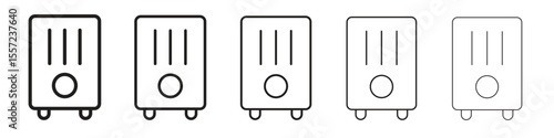 Air purifier iconBlack linear bold and thin strokes set