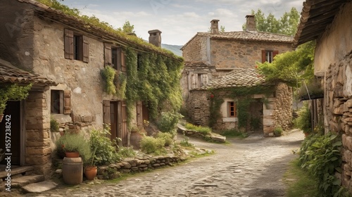 Charming stone village street.