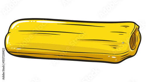 yellow rigatoni pasta noodle isolated on white background.