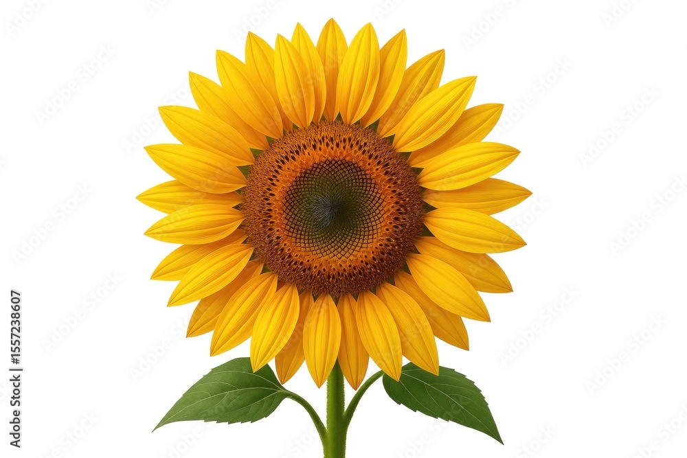 Fototapeta premium Close-up of a stunning sunflower against a plain white backdrop