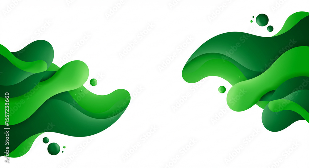 Naklejka premium Abstract green wave pattern with smooth curves and bubbles 