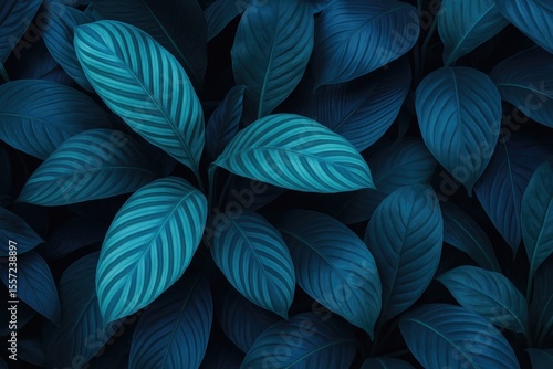Wallpaper Mural Vibrant Tropical Leaf Design with Blue Hues Torontodigital.ca