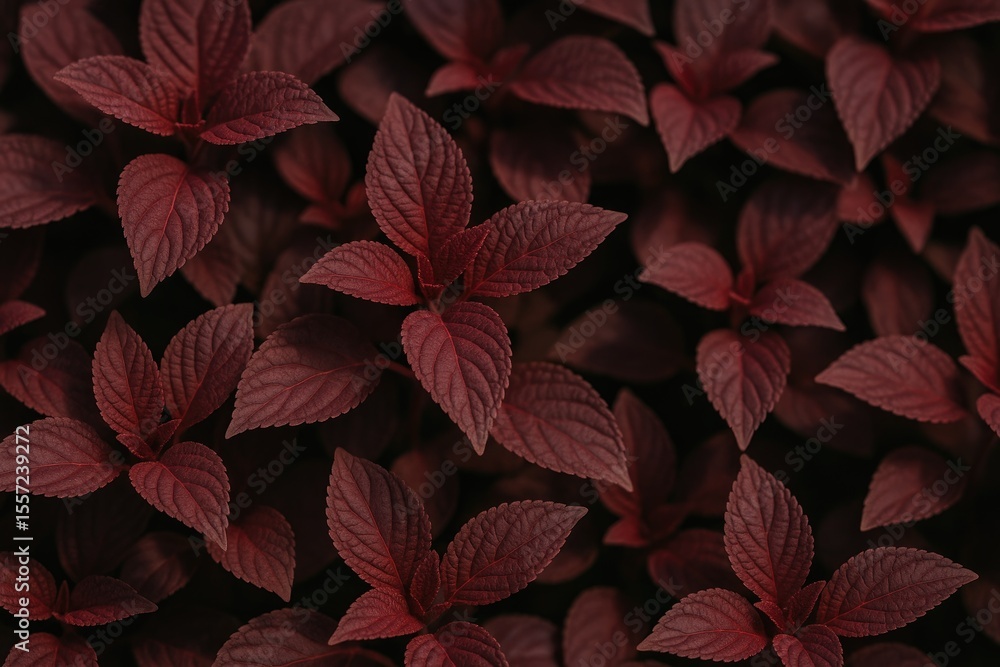 Gorgeous deep red foliage in a lush summer garden Gorgeous deep red foliage in a lush summer garden