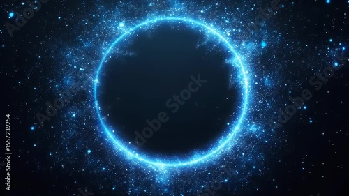 Wallpaper Mural Abstract circular glow with light blue particles on a dark background Torontodigital.ca