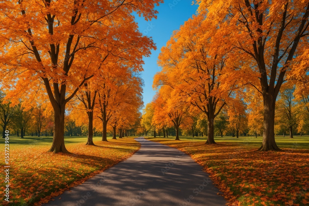 Naklejka premium Fall Botanical Garden Scene