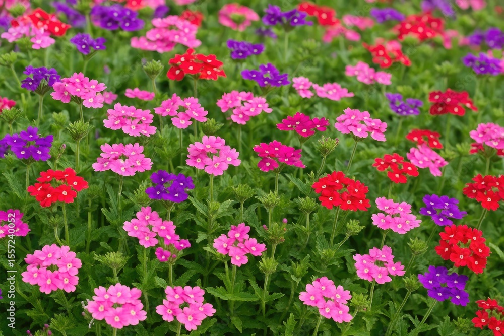 Stunning floral display of verbena in a lush garden Stunning floral display of verbena in a lush garden