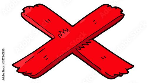 red hand-drawn x mark isolated on white background.