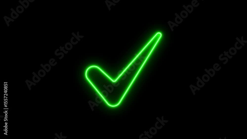 Wallpaper Mural Animated neon checkmark symbol. Success symbol accepted and approve icon. black background. tick mark, complete mark, right, conform mark Torontodigital.ca