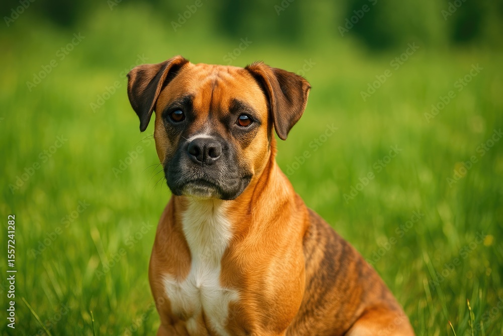 A canine resting in a grassy field A canine resting in a grassy field