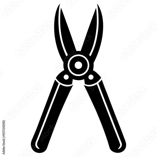 Pruning Shears Icon | Generative AI Vector & Linocut Silhouette Garden Tool Design