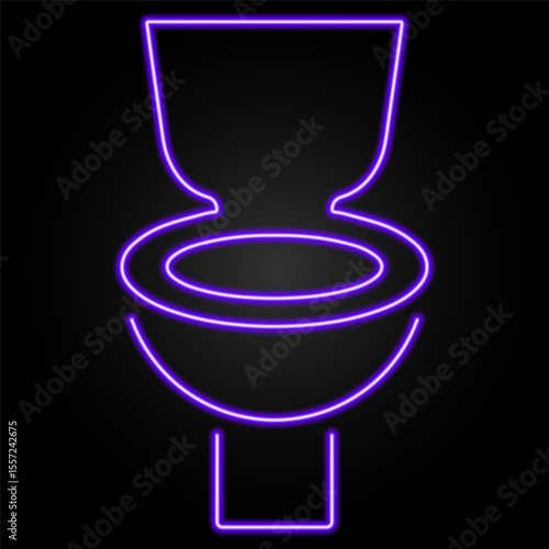 toilet neon sign, modern glowing banner design, colorful modern design trend on black background. Vector illustration.