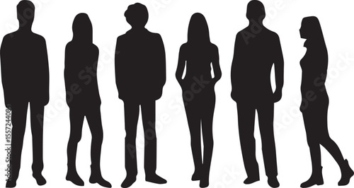 Modern Human Silhouettes  Male and Female Standing Figures