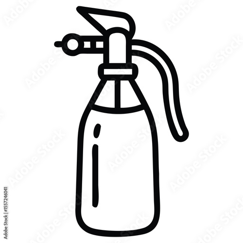 Soda siphon outline drawing, sparkling water maker, simple line graphic