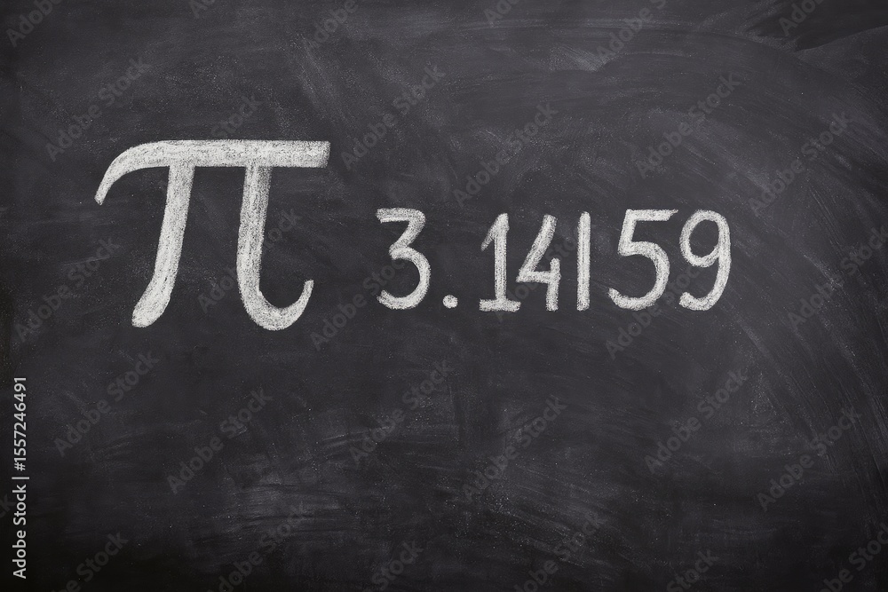 Fototapeta premium Chalkboard display of Pi with numerical value representation