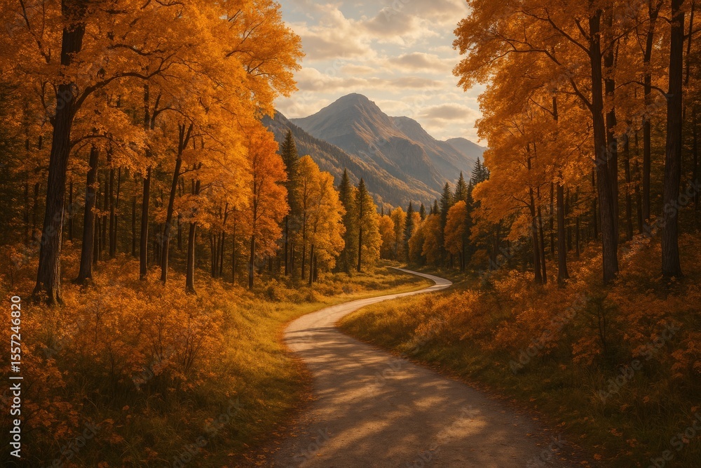 Fototapeta premium Autumn trail through a mountain park