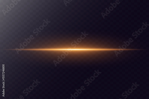 Horizontal linear rays, explosion of glitter. Golden flashes of light, glowing line.Vector.EPS 10.