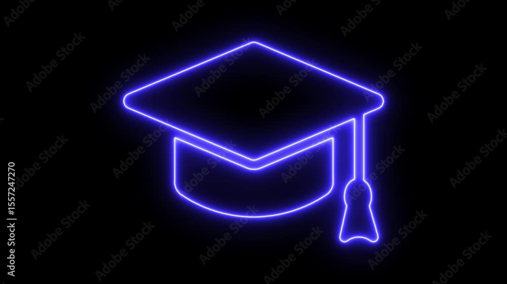 custom made wallpaper toronto digitalNeon line Graduation cap animation on black screen background. University or college graduation hat with tassel. Education animated icon. 4k