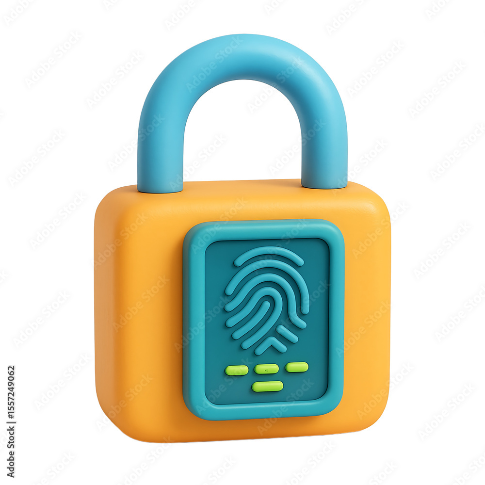 Biometric Padlock with Fingerprint Scanner – 3D Security Icon Biometric Padlock with Fingerprint Scanner – 3D Security Icon