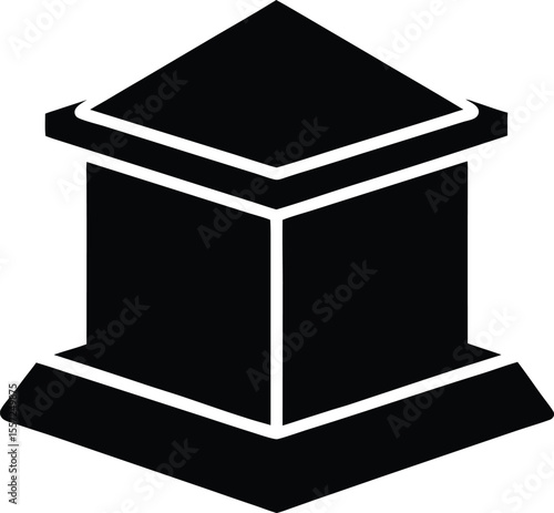 Isometric Illustration of a Simple Cubic Structure with a Roof