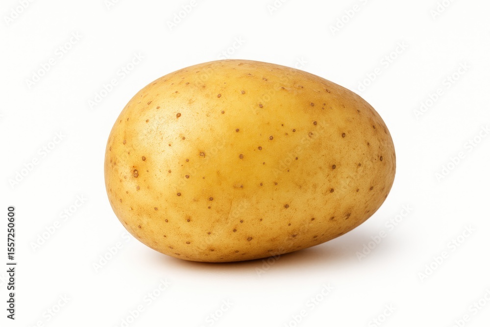 Single potato on a plain white backdrop Single potato on a plain white backdrop