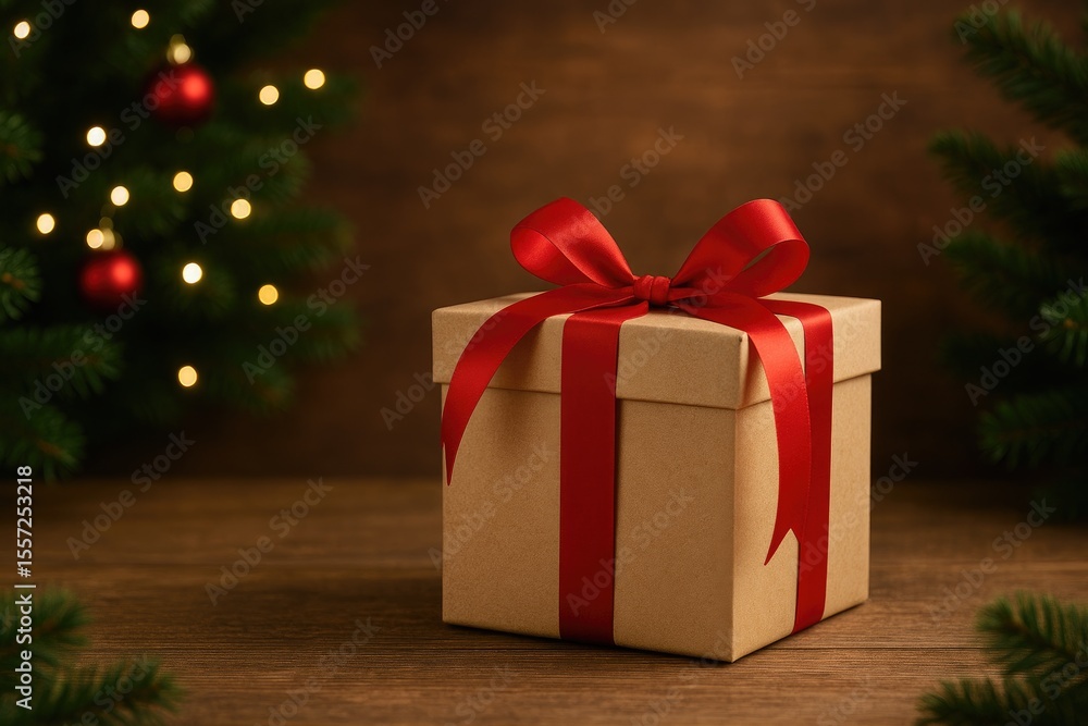 Obraz premium Holiday present wrapped for Christmas celebration