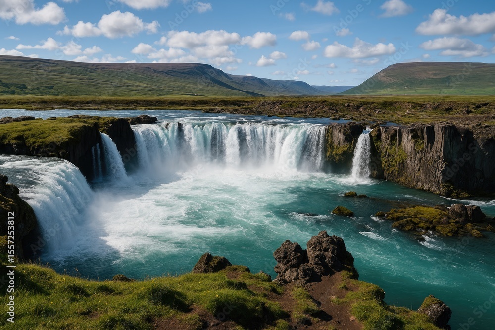 Fototapeta premium Majestic cascade of water known as Godfoss