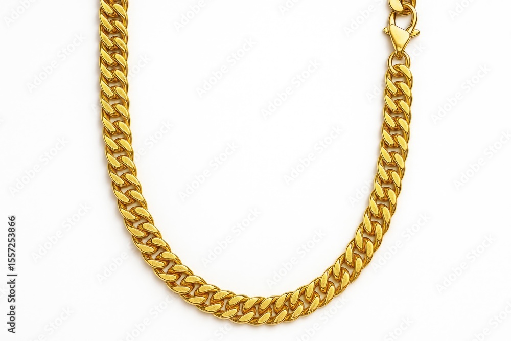 Elegant gold jewelry displayed against a plain white backdrop Elegant gold jewelry displayed against a plain white backdrop