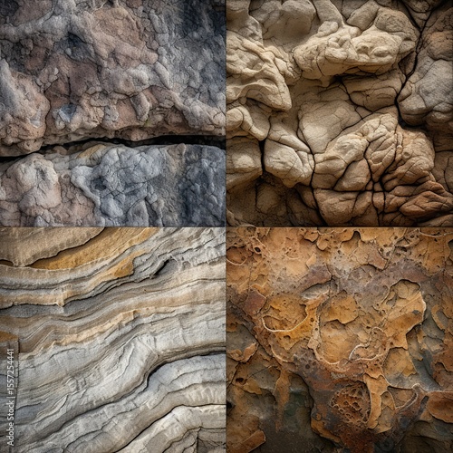 Coastal Rock Textures Collage.