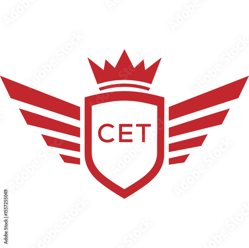 Royal Shield Logo with Wings and Crown – CET Elite Security or Premium Brand Identity Design. CET Letter Logo.
