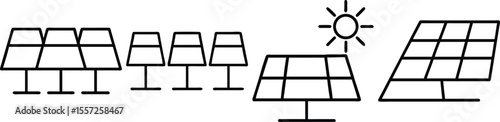 Different Types of Solar Panels: Illustration of Solar Energy Technology for Renewable Energy Sources