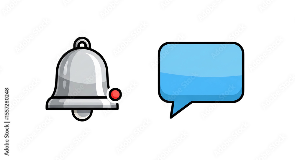 Fototapeta premium Bell notification and speech bubble for message isolated PNG with Transparent Background