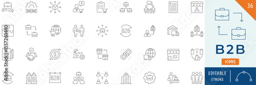 B2B icon collection set. Editable stroke.