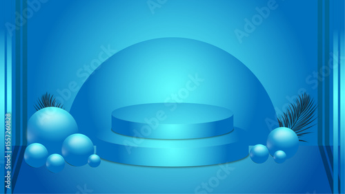 Modern Empty Podium isolated Background with vector light blue
