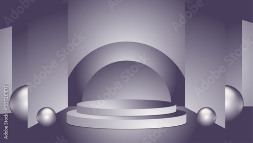 Modern Empty Podium isolated Background with vector Purple