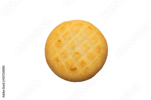 Billede på lærred Top View of Golden Brown Shortbread Cookie with Grid Pattern