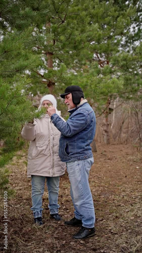 An elderly couple enjoys a peaceful walk in the forest, holding hands and smiling. Authentic, unposed moment of love and connection in nature. Perfect for lifestyle, and aging-related content An elderly couple enjoys a peaceful walk in the forest, holding hands and smiling. Authentic, unposed moment of love and connection in nature. Perfect for lifestyle, and aging-related content