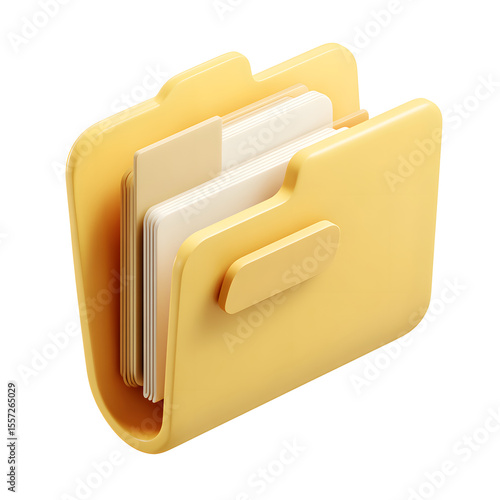 A pastel yellow digital file folder icon, containing multiple documents, rendered in a 3D style.