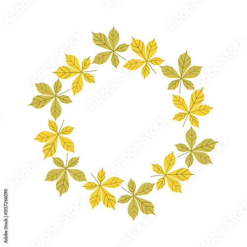 Autumn wreath of chestnut leaves. Vector illustration Botanical art